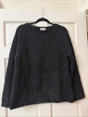 H&M Black Sparkle Fuzzy Crewneck Sweater